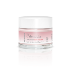 Bio Calendula Soin de Nuit Anti-Âge certifié Bio à l'Acide Hyaluronique et à l'Extrait de Camélia, 50ml